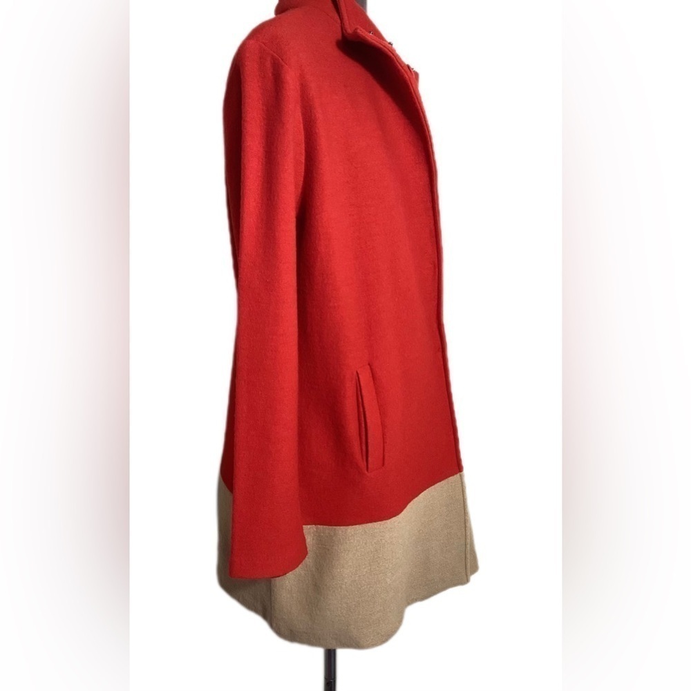 Classic 100% Wool Colorblock Coatigan Jacket Sz S Chic Minimal Sophisticated - Picture 3 of 16